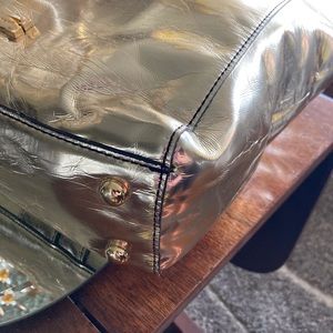 Zac Posen top handled large gold metallic tote